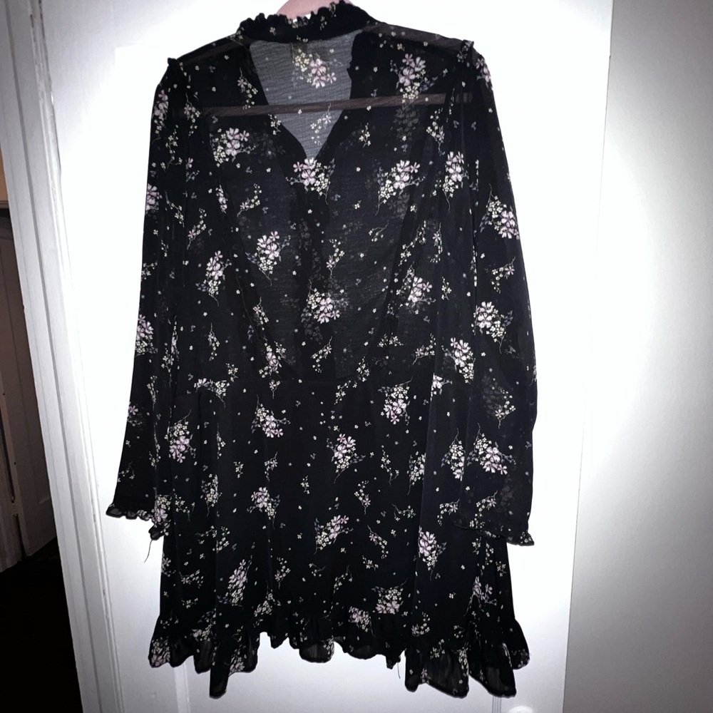 H&M Floral Sheer Ruffle Dress